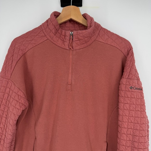 Columbia Women's Castle Hill Tunic Sweatshirt Top Quilted Pink Size M Mock Neck - Picture 2 of 9